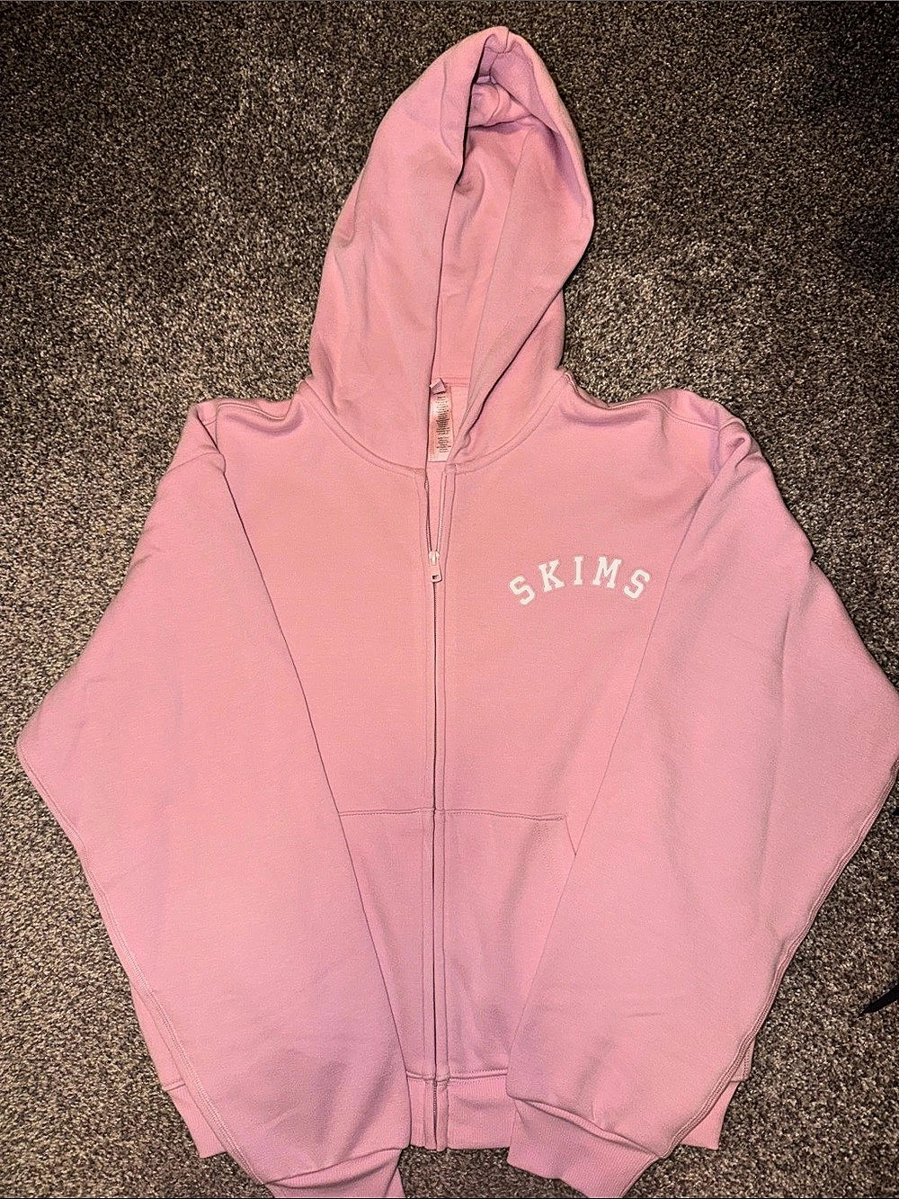 SKIMS Cotton Fleece Zip Up Hoodie - Halite Pink